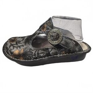 Alegria comfort Floral Pattern Leather Women's Mules‎ with Buckle size 38